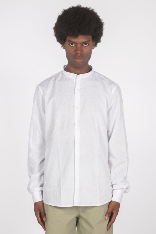 Camicia colletto a fascetta bianco