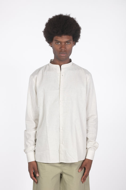 Camicia colletto a fascetta beige