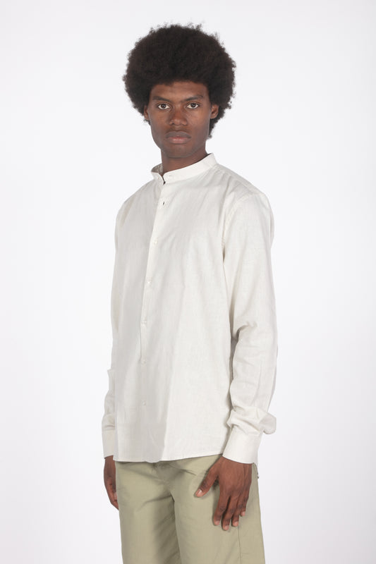 Camicia colletto a fascetta beige