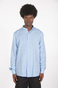 Camicia colletto a fascetta celeste