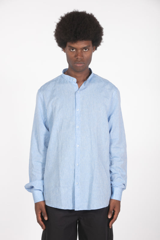 Camicia colletto a fascetta celeste