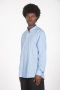 Camicia colletto a fascetta celeste