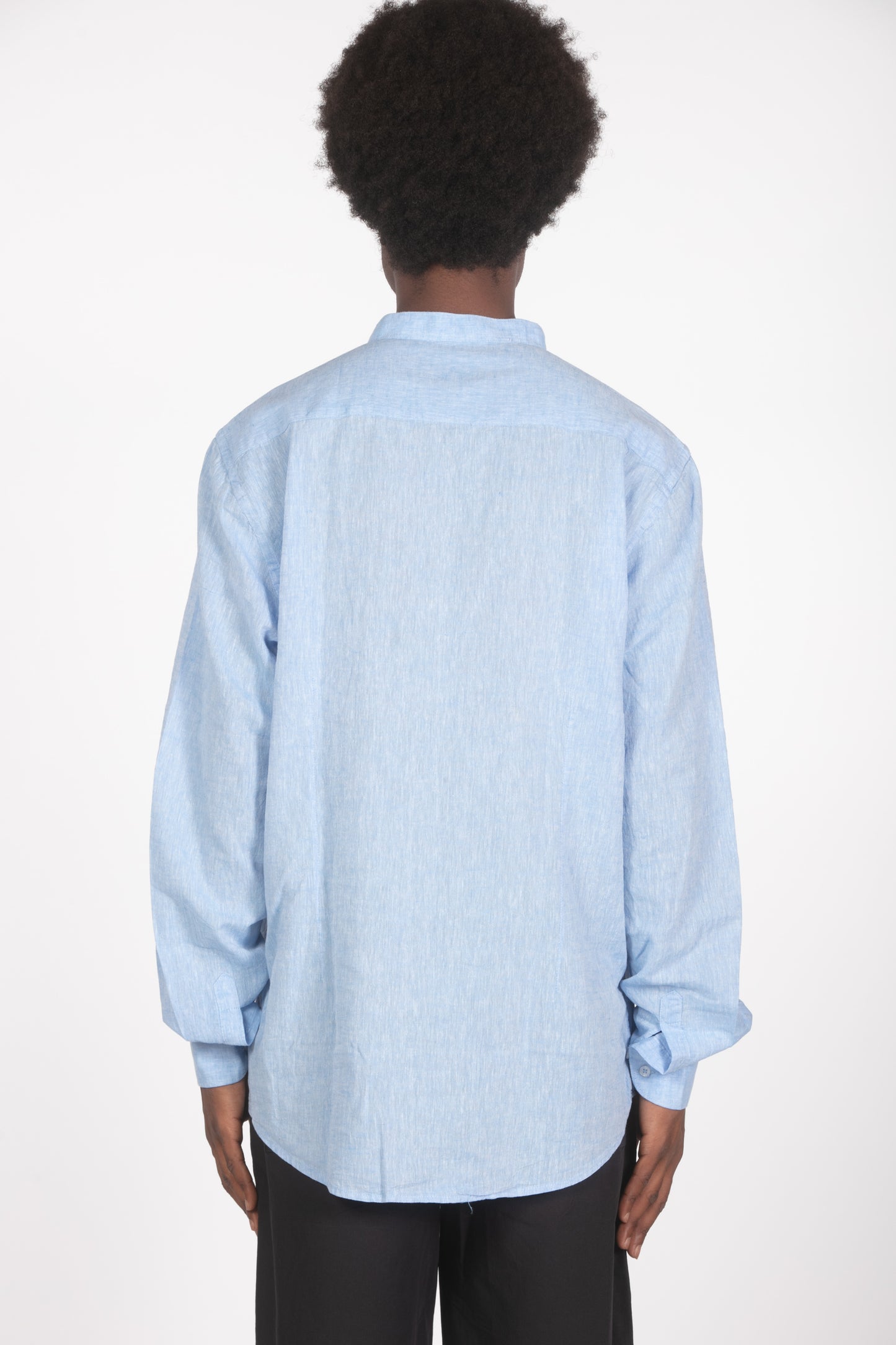 Camicia colletto a fascetta celeste