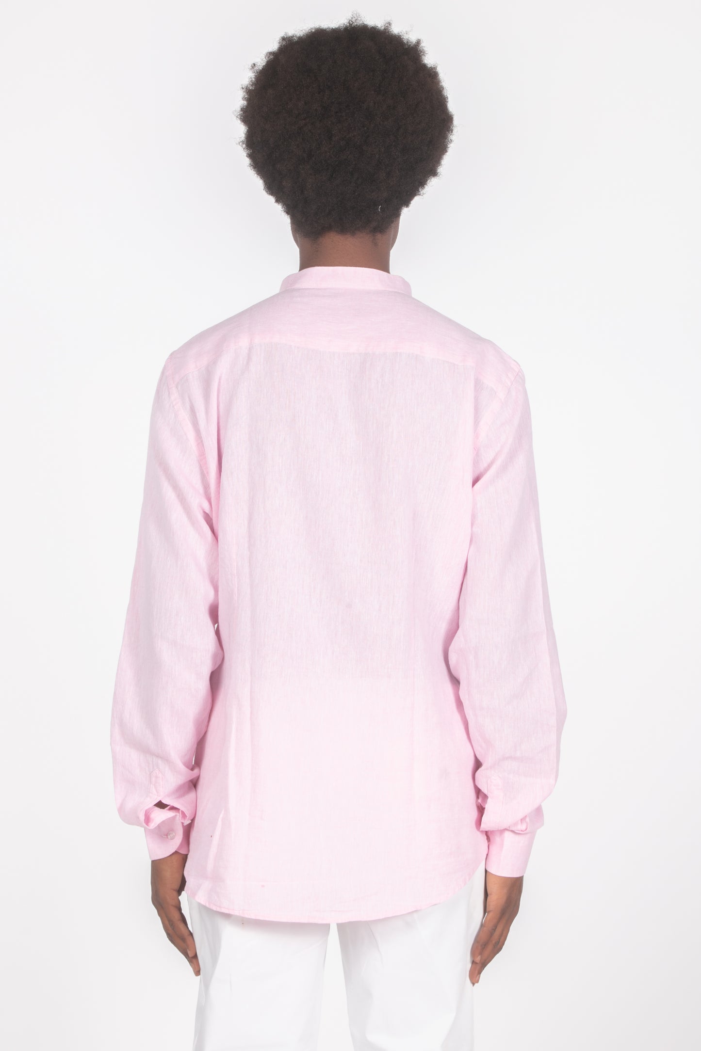 Camicia con colletto a fascetta rosa
