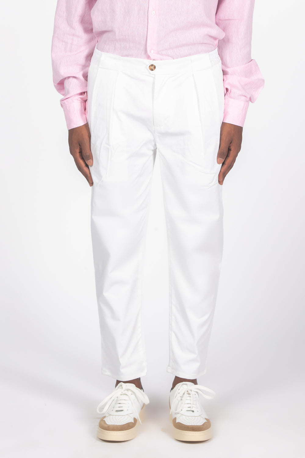 Pantalone con pieghe bianco