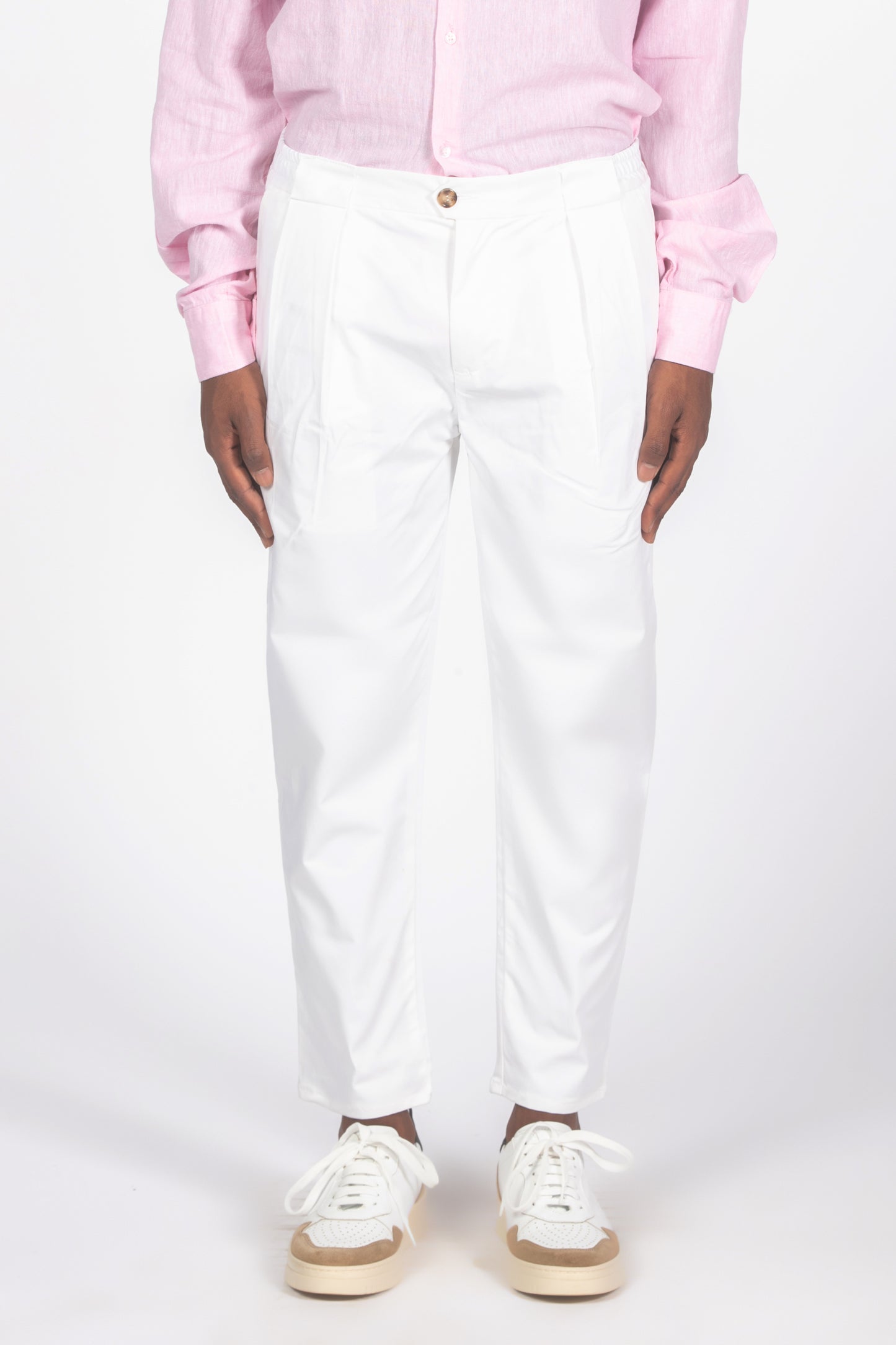 Pantalone con pieghe bianco