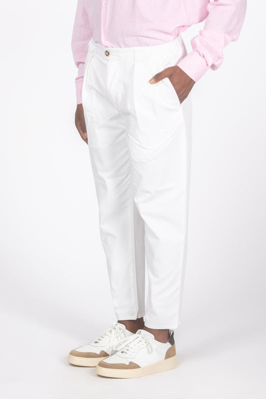 Pantalone con pieghe bianco