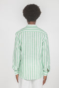Camicia con colletto a fascia righe verde