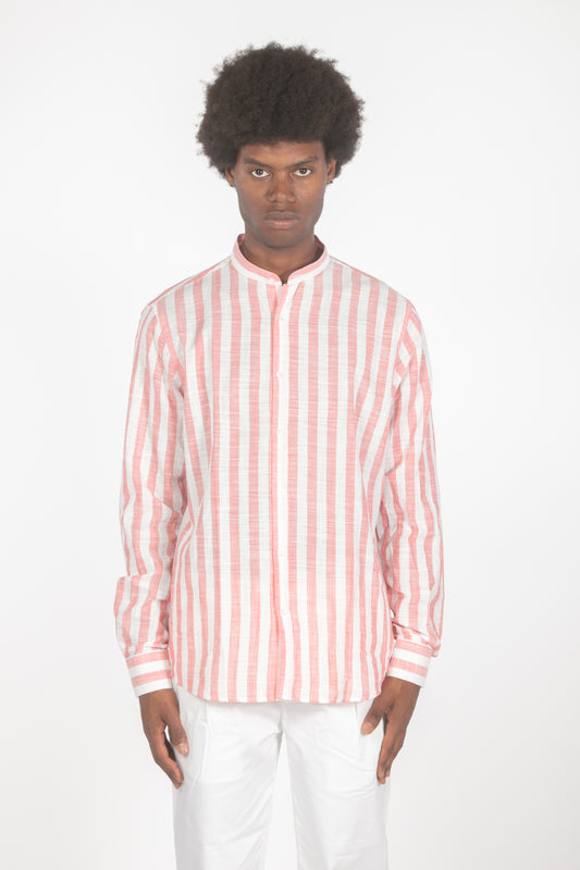 Camicia colletto a fascette righe rosso