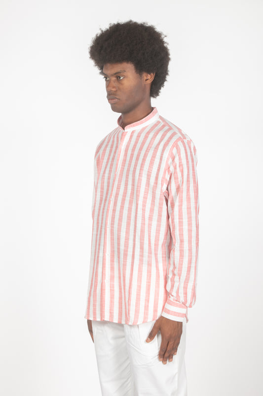 Camicia colletto a fascette righe rosso