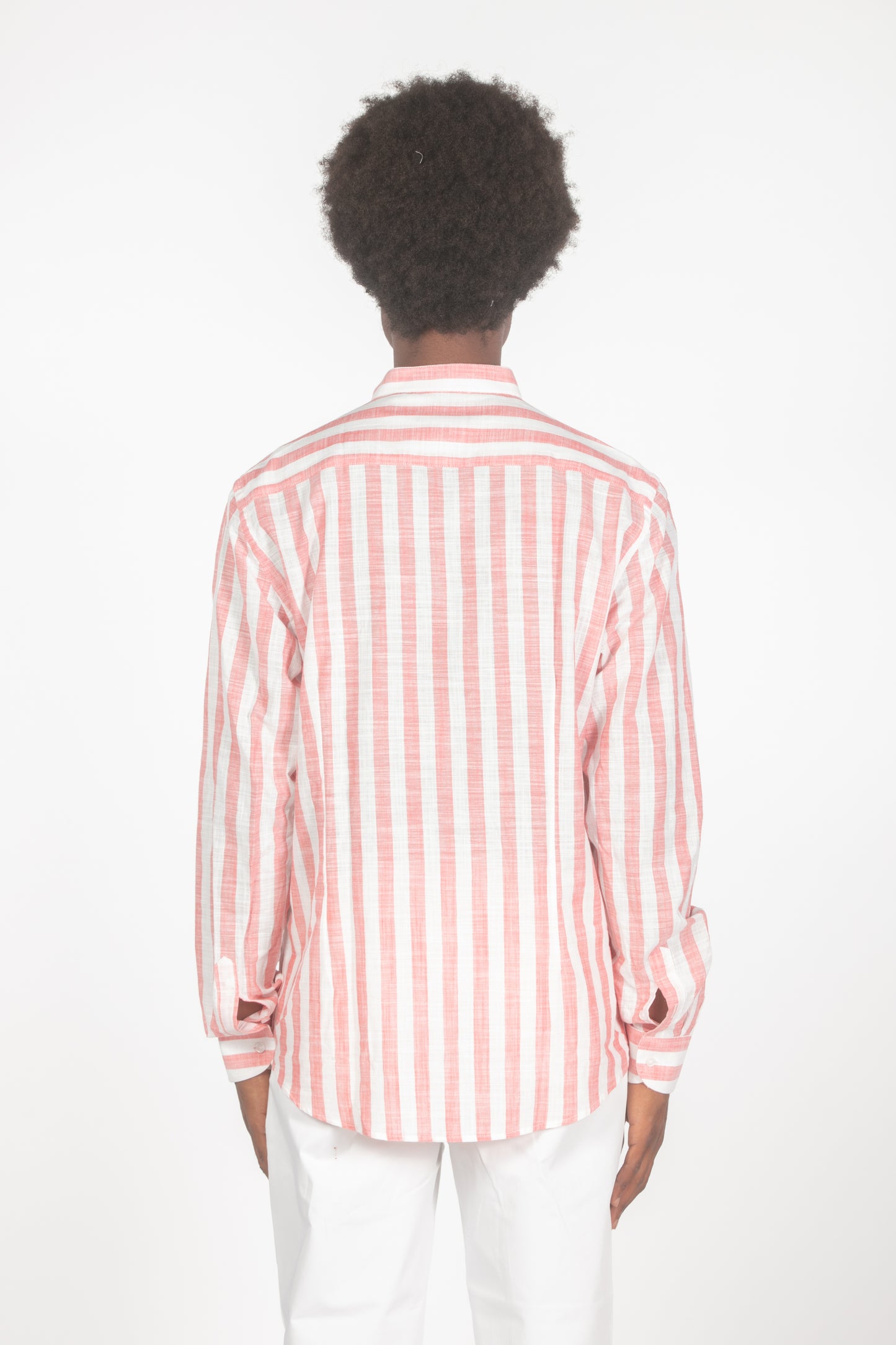 Camicia colletto a fascette righe rosso