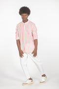 Camicia colletto a fascette righe rosso