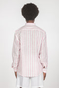 Camicia colletto a fascetta righe rosa