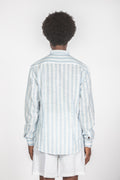 Camicia colletto a fascetta righe celeste