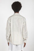 Camicia colletto con fascette righe beige