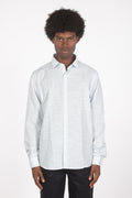 Camicia lino microrighe celeste