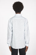 Camicia lino microrighe celeste