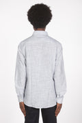 Camicia lino microrighe blu