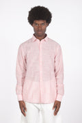 Camicia lino microrighe rosso