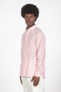 Camicia lino microrighe rosso