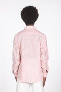 Camicia lino microrighe rosso