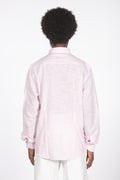 Camicia lino microrighe rosa