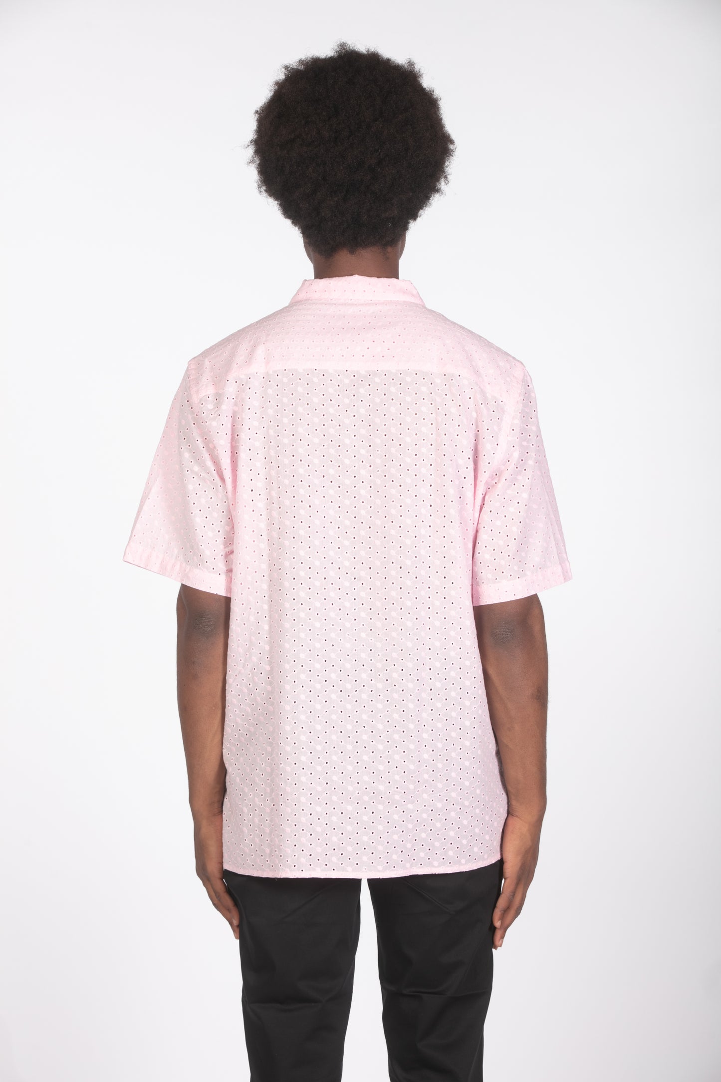 Camicia mm rosa con ricamo traforato