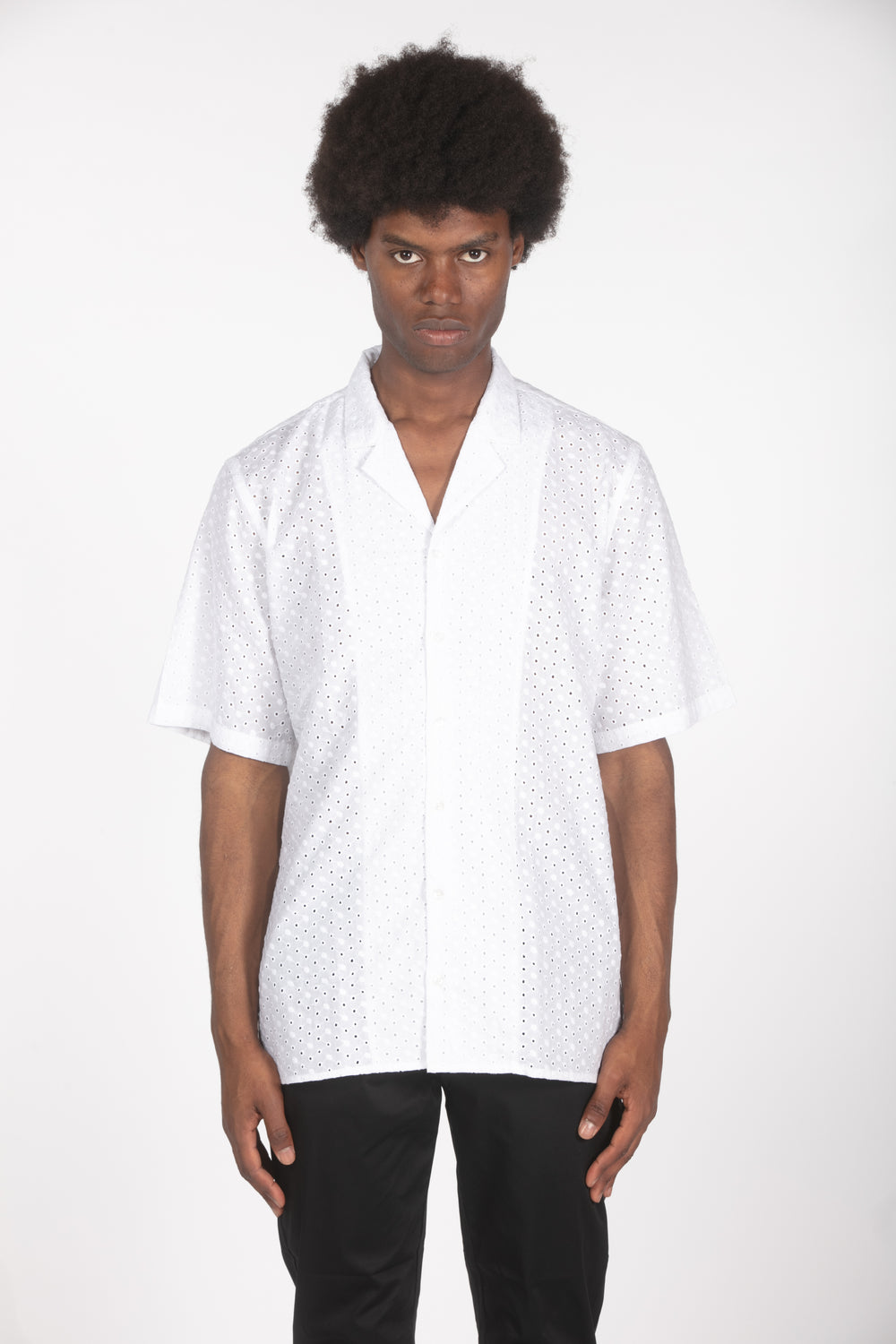 Camicia mm bianca con ricamo traforato