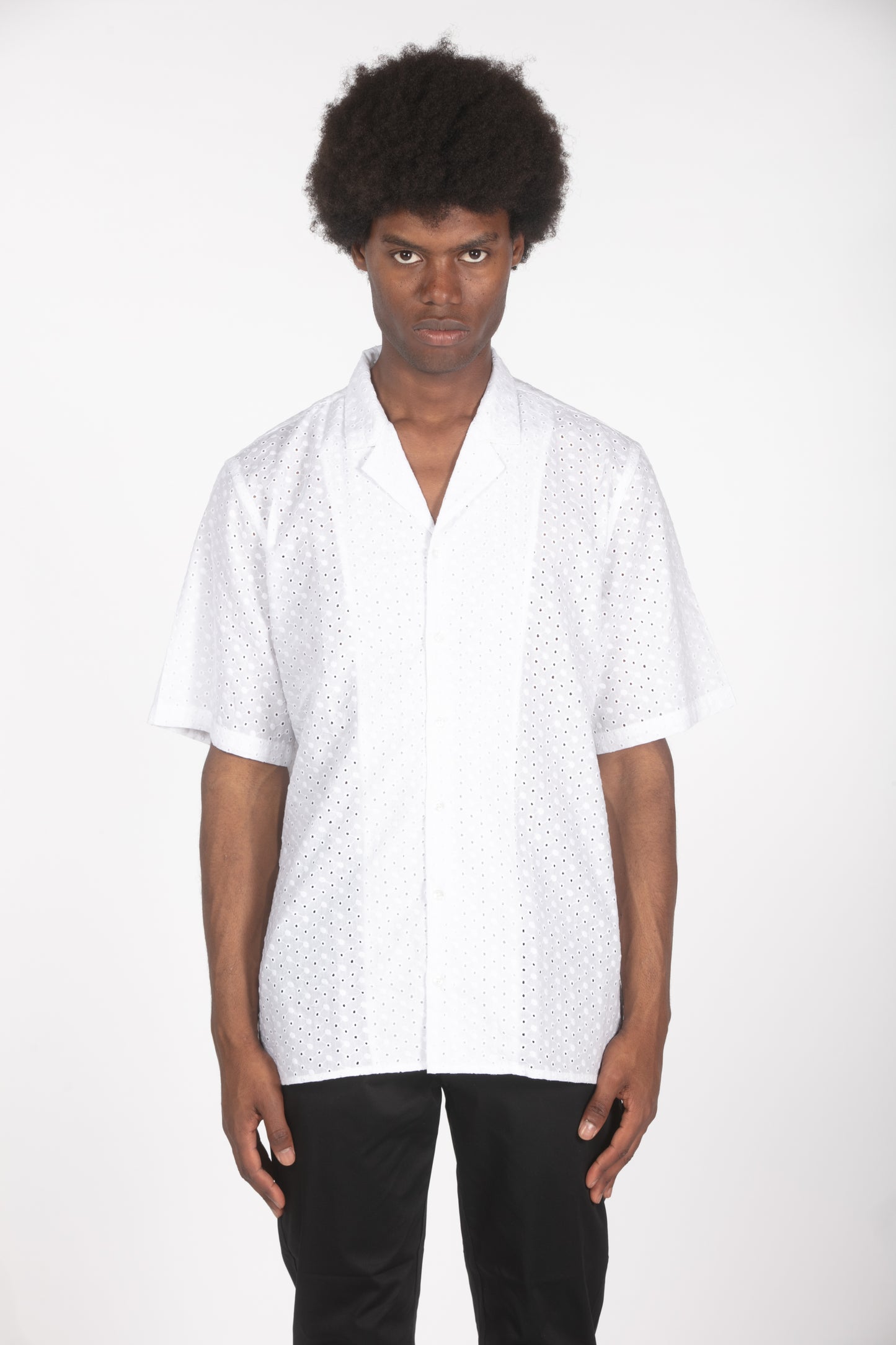 Camicia mm bianca con ricamo traforato