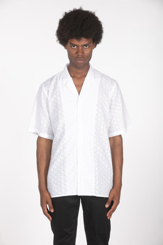Camicia mm bianca con ricamo traforato