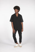 Camicia mm nera con ricamo traforato