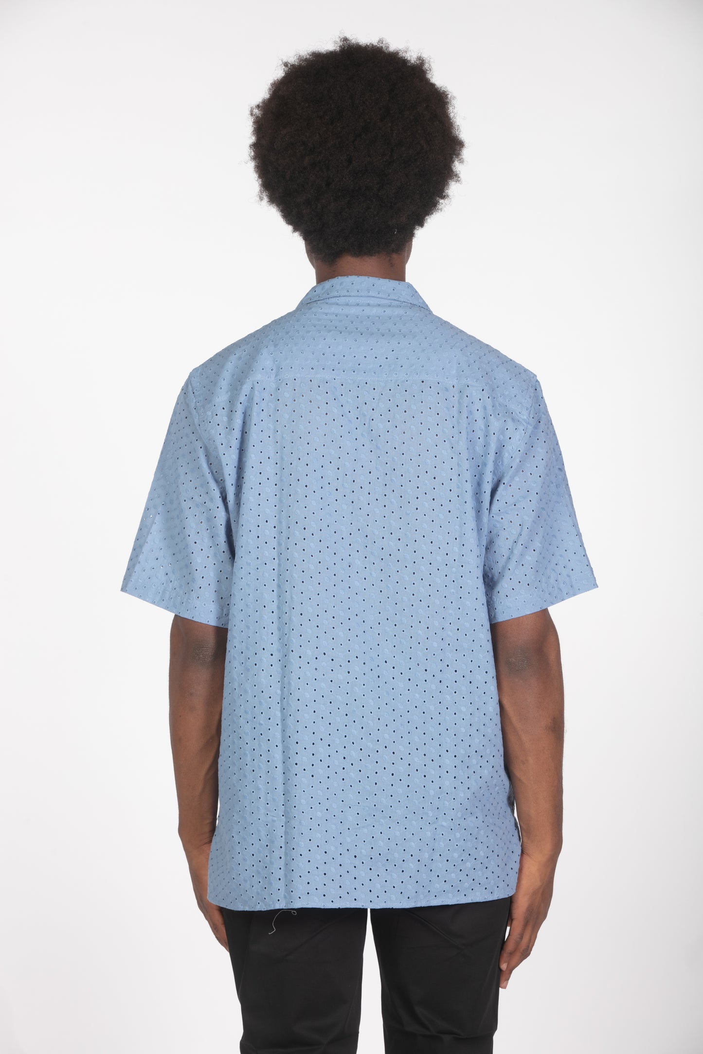 Camicia mm cielo con ricamo traforato