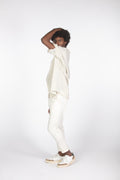 Camicia lino con colletto a fascetta mm beige