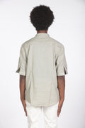 Camicia lino con colletto a fascetta mm verde militare