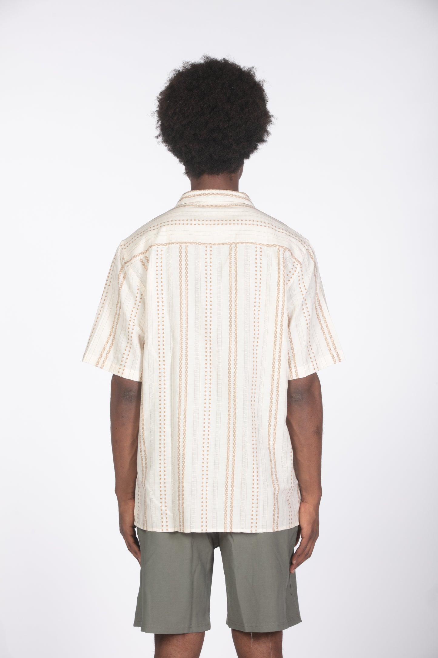Camicia colletto bowling ricamo beige