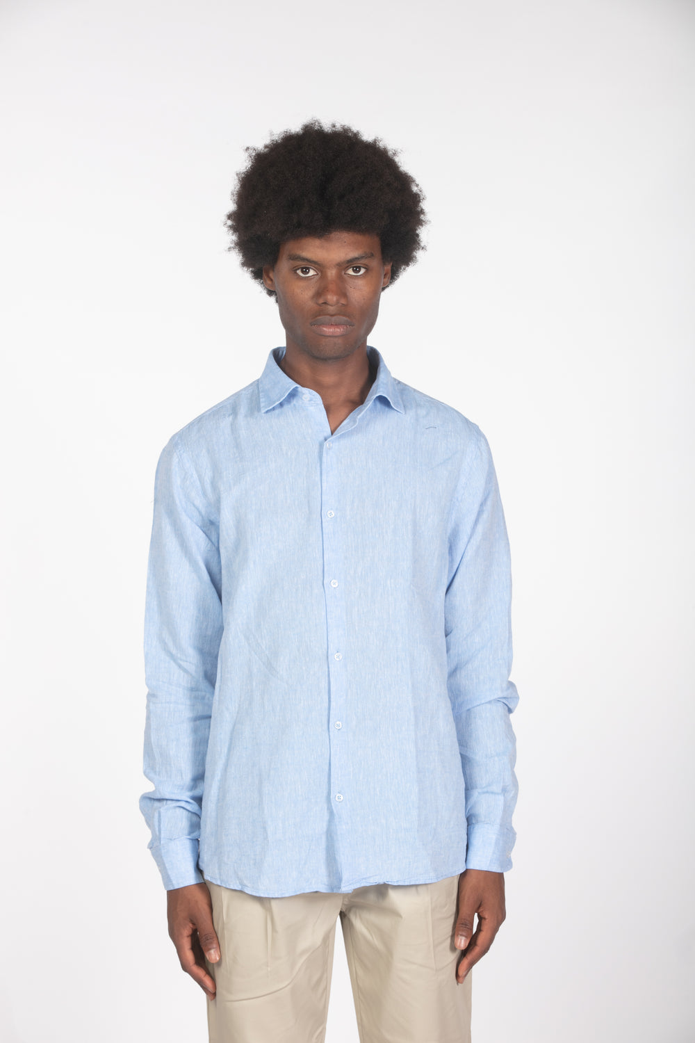 Camicia lino ml celeste