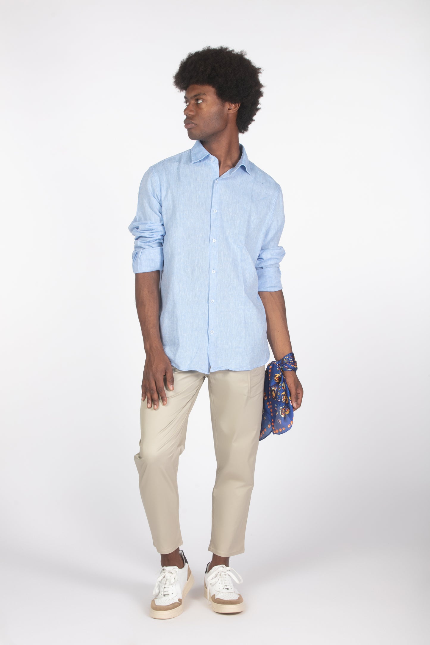 Camicia lino ml celeste