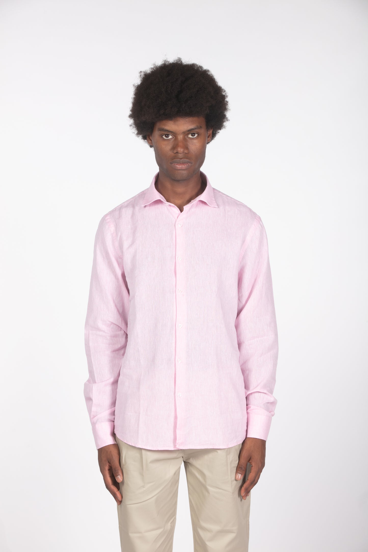 Camicia lino rosa