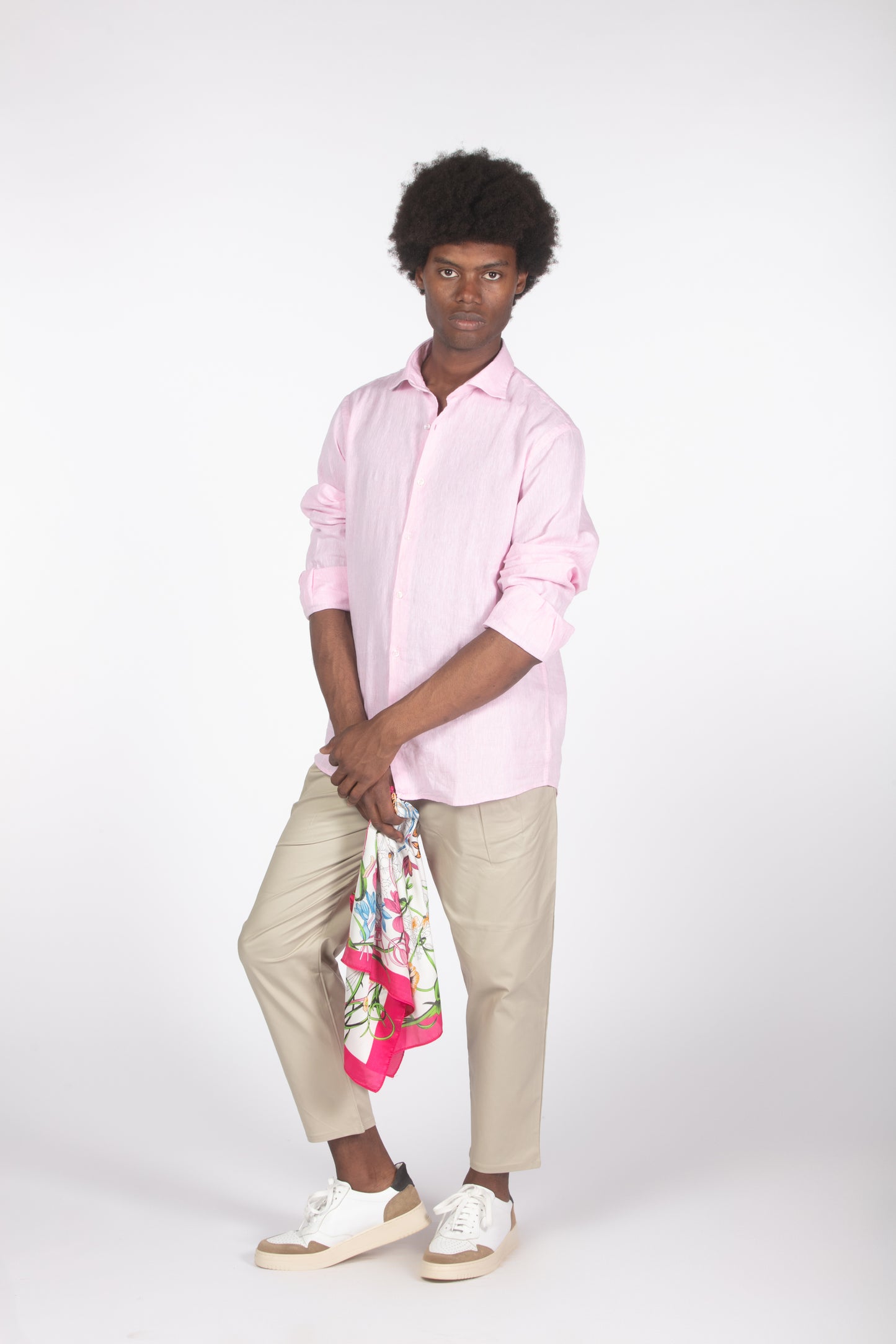 Camicia lino rosa