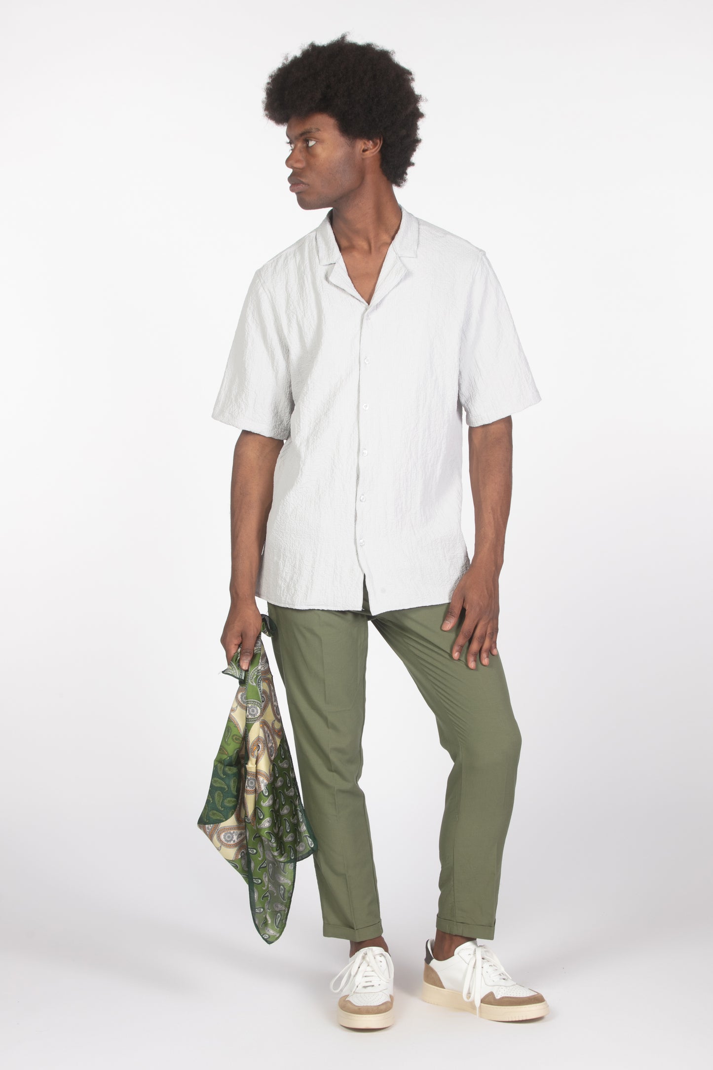 Pantalone misto lino verde