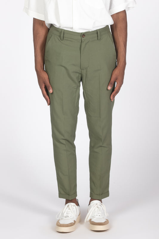 Pantalone misto lino verde