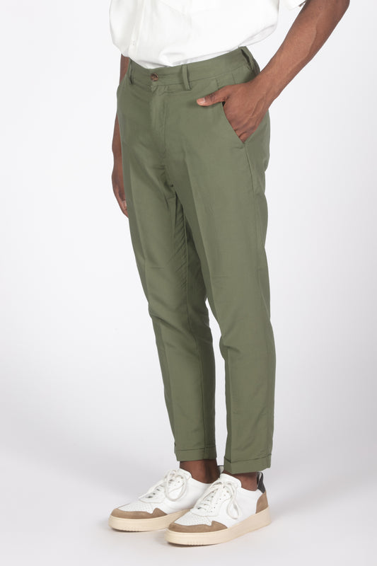 Pantalone misto lino verde