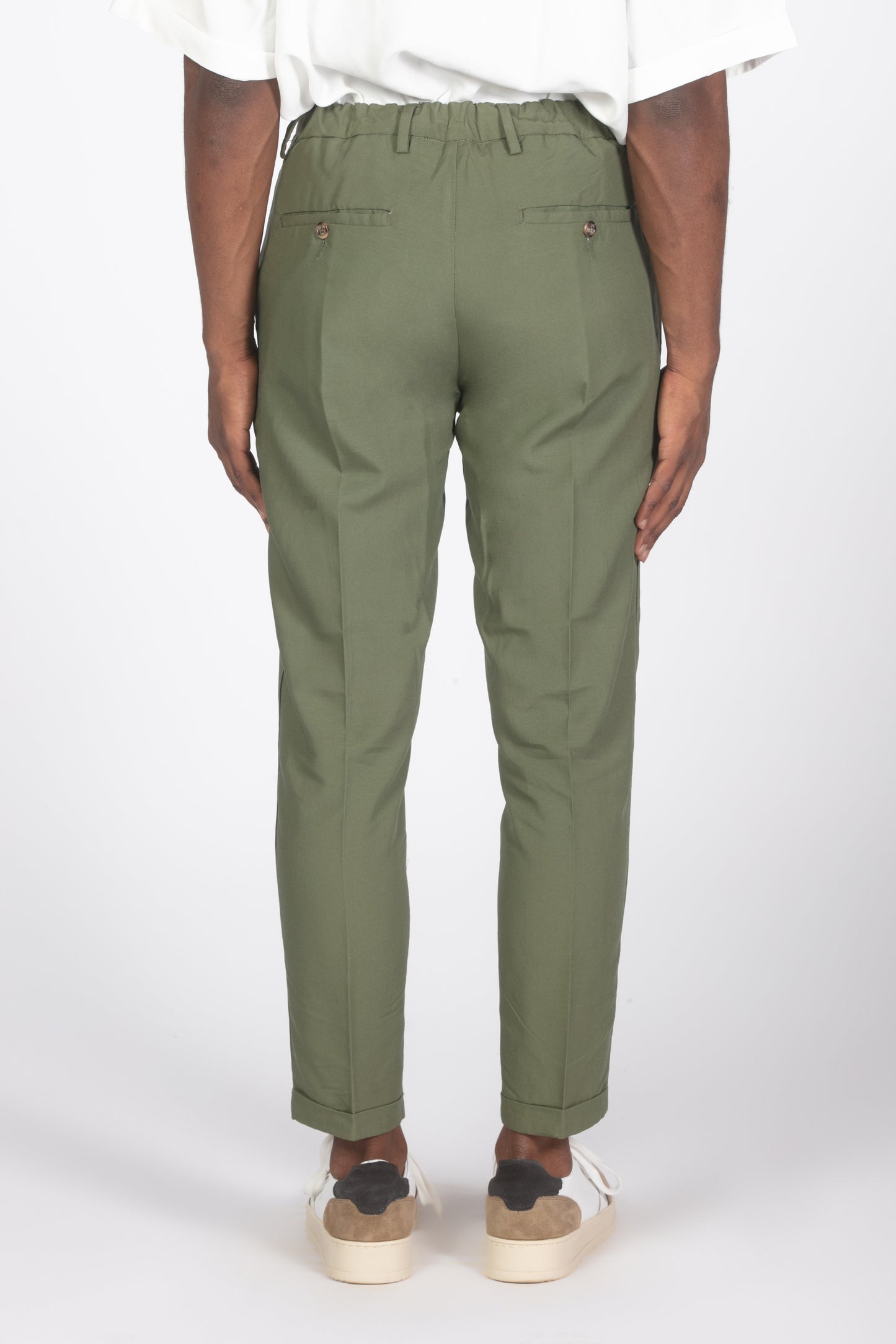 Pantalone misto lino verde