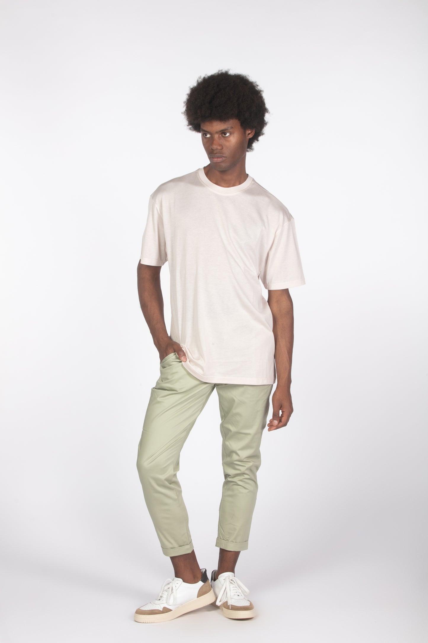 T-shirt filo di scozia crema