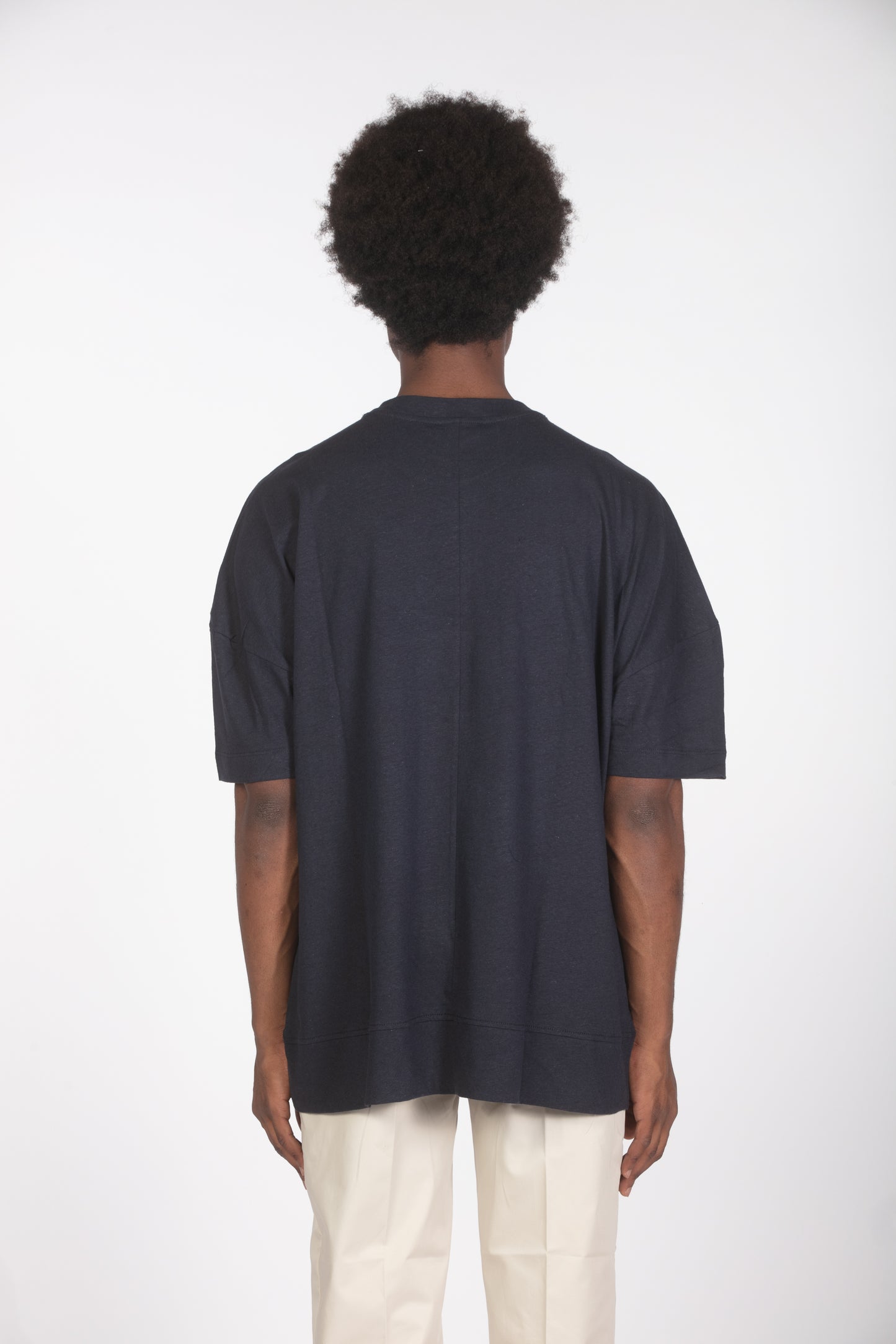 T-shirt lino relaxed fit blu