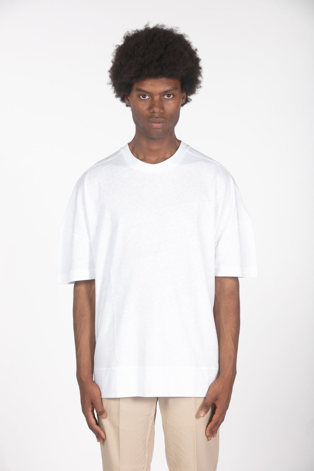 T-shirt lino relaxed fit bianco