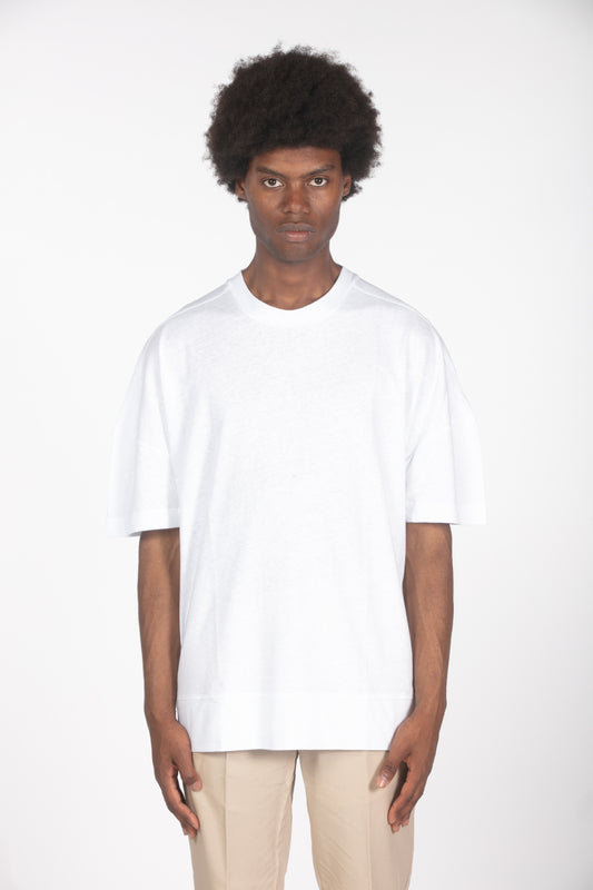 T-shirt lino relaxed fit bianco