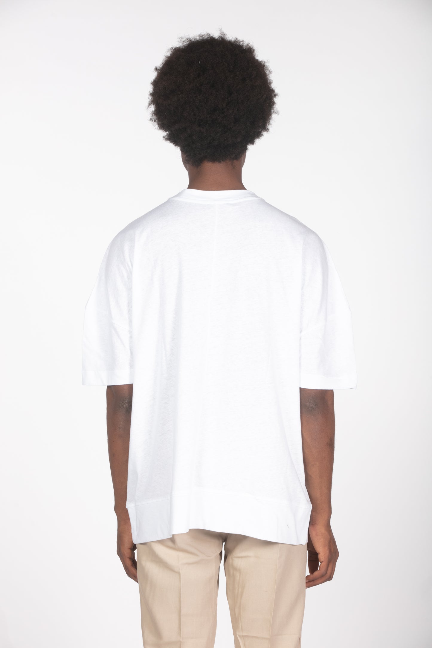 T-shirt lino relaxed fit bianco