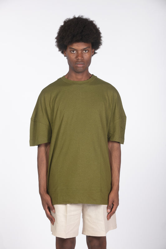 T-shirt lino relaxed fit muschio