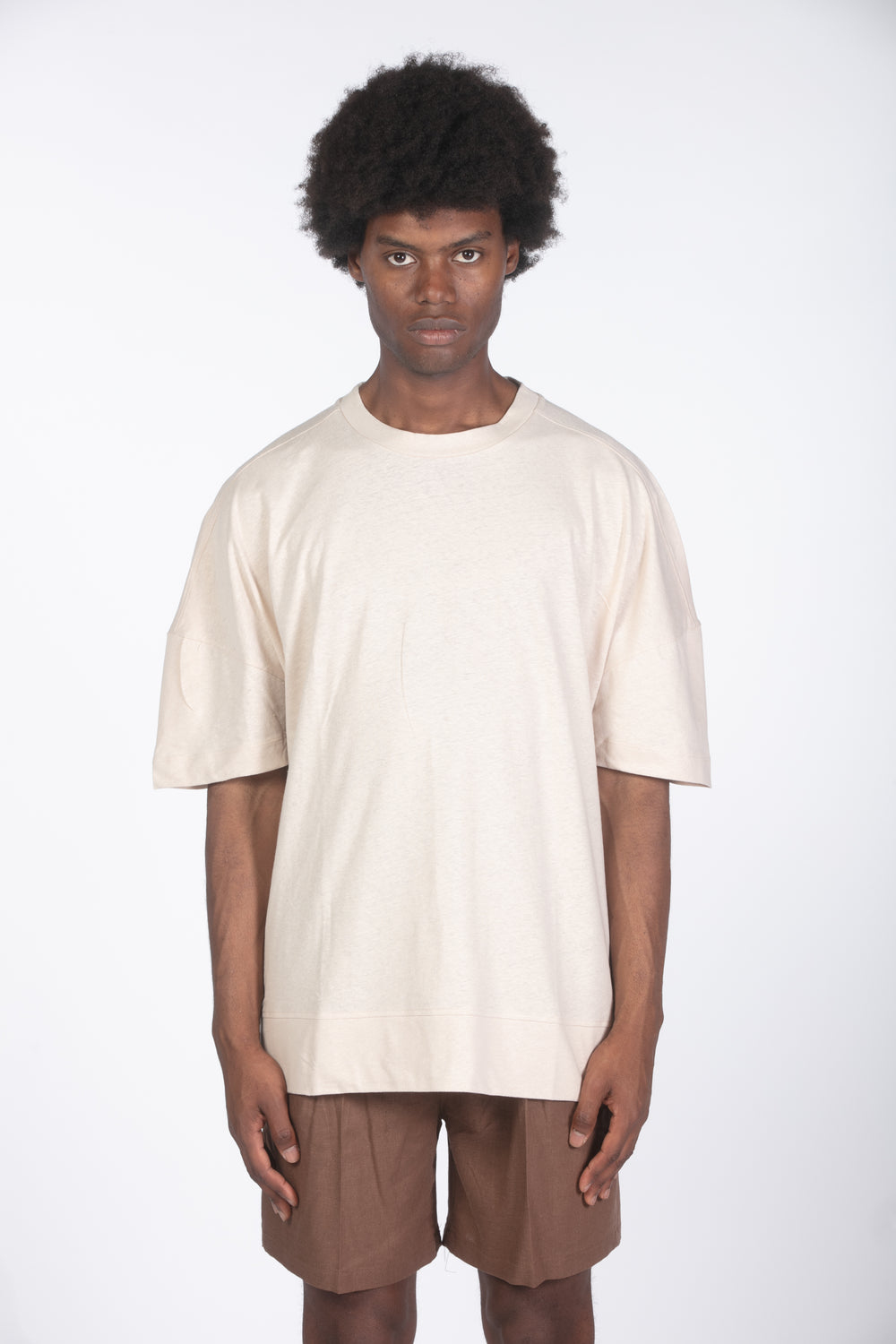 T-shirt lino relaxed fit crema